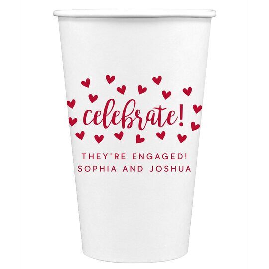 Confetti Hearts Celebrate Paper Coffee Cups
